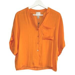 Industry Republic Airflow Elbow Sleeve Popover Shirt In Fox Orange